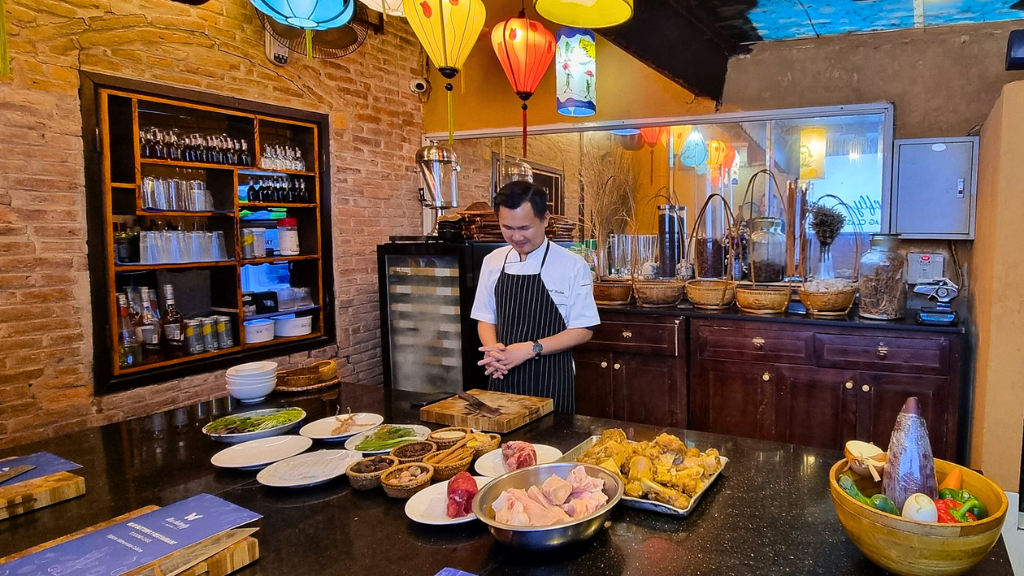 Learning to prep fresh ingredients in a cooking class