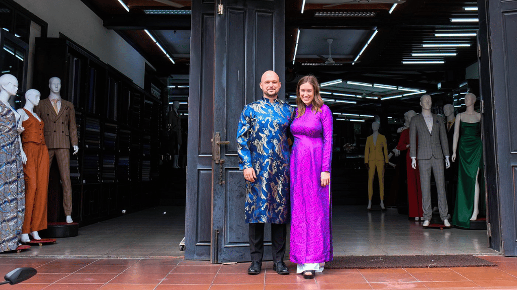 Traditional Vietnamese clothing in Hoi An, handcrafted by artisans