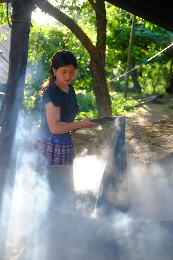 Fabric boiled to remove beeswax revealing hidden patterns