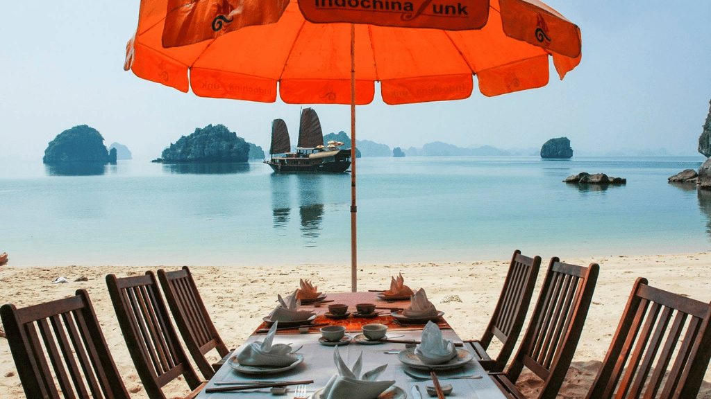 Private beach BBQ lunch experience in Bai Tu Long Bay