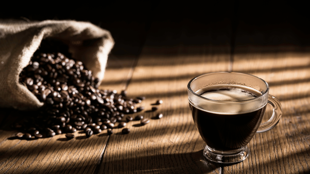 Vietnamese iced black coffee, made with strong brewed coffee
