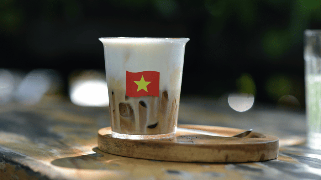 Vietnamese iced milk coffee, made with strong coffee, sweetened condensed milk and ice