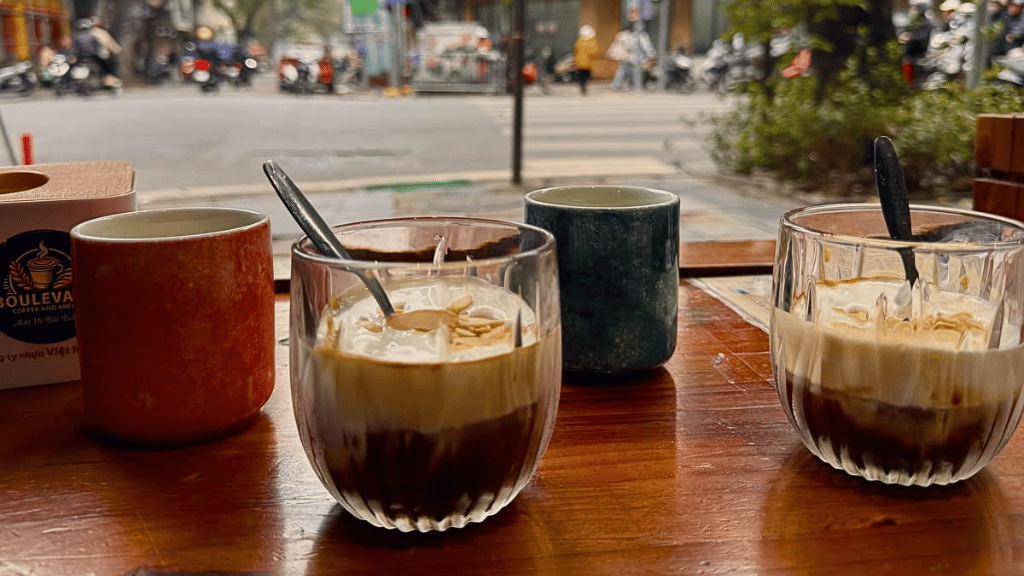 Vietnamese salt coffee, made with strong coffee and a creamy salted milk foam