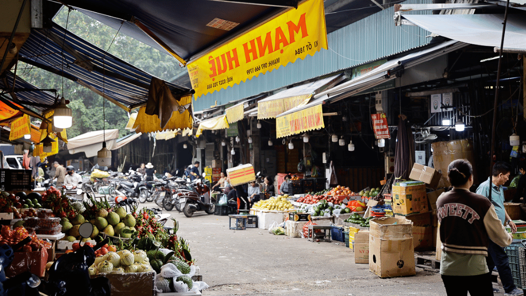Long Bien market in Hanoi